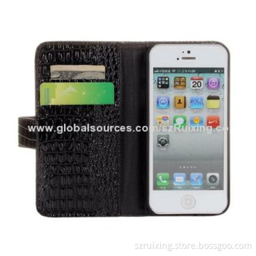 Crocodile veins leather case for iPhone 5/5S with stand function